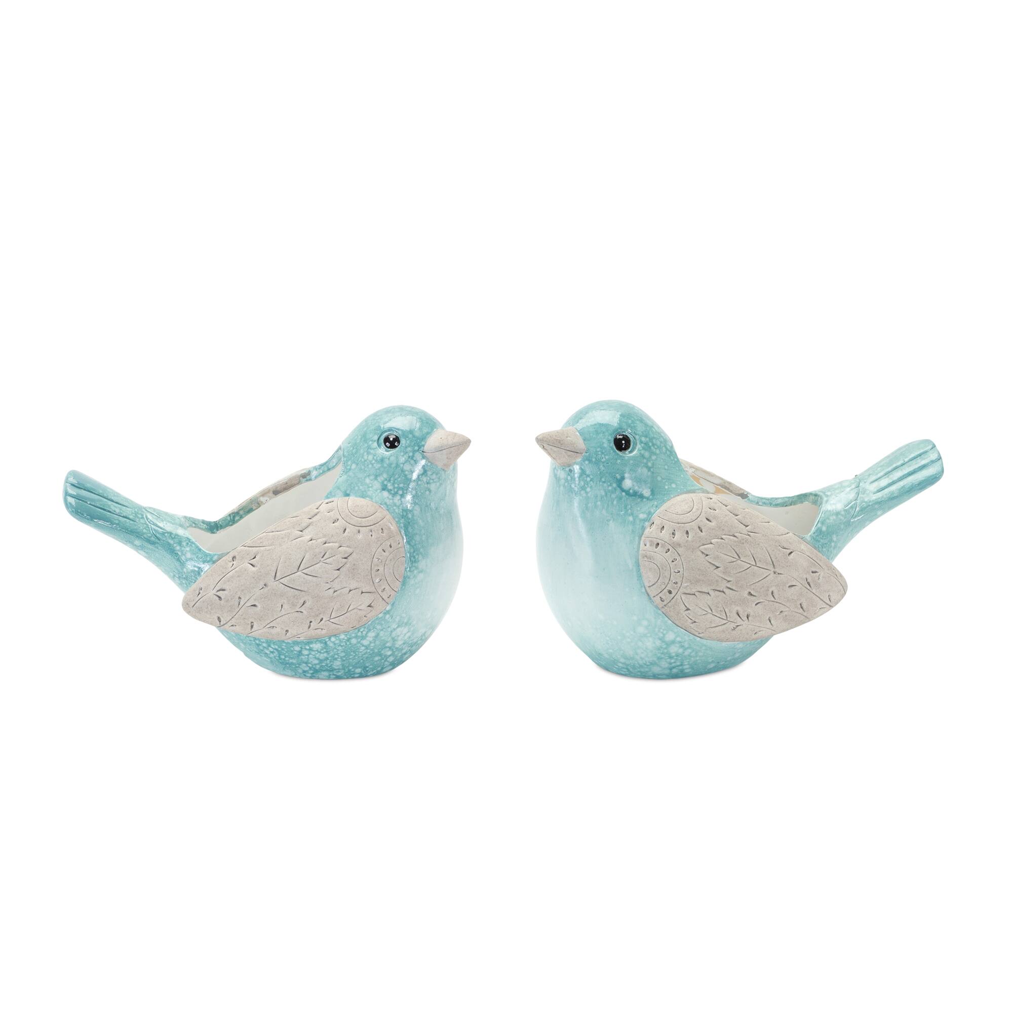 Whimsical Terra Cotta Garden Bird Planters Set